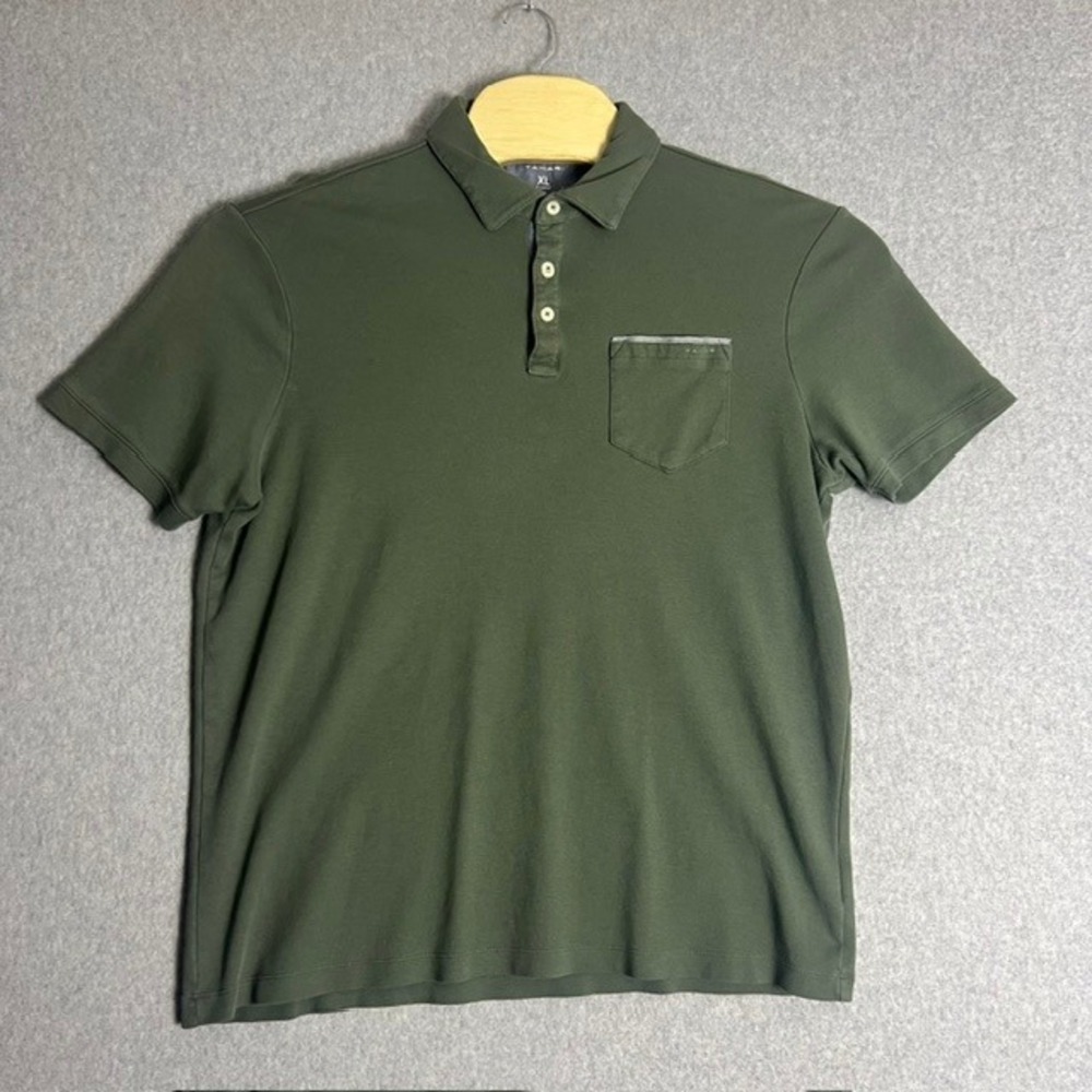 Tahari Men's Olive Green Short‎ Sleeve Casual Polo Shirt with Pocket Size XL